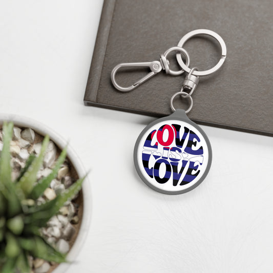 One size Grey Leather Pride Love is Love Keychain