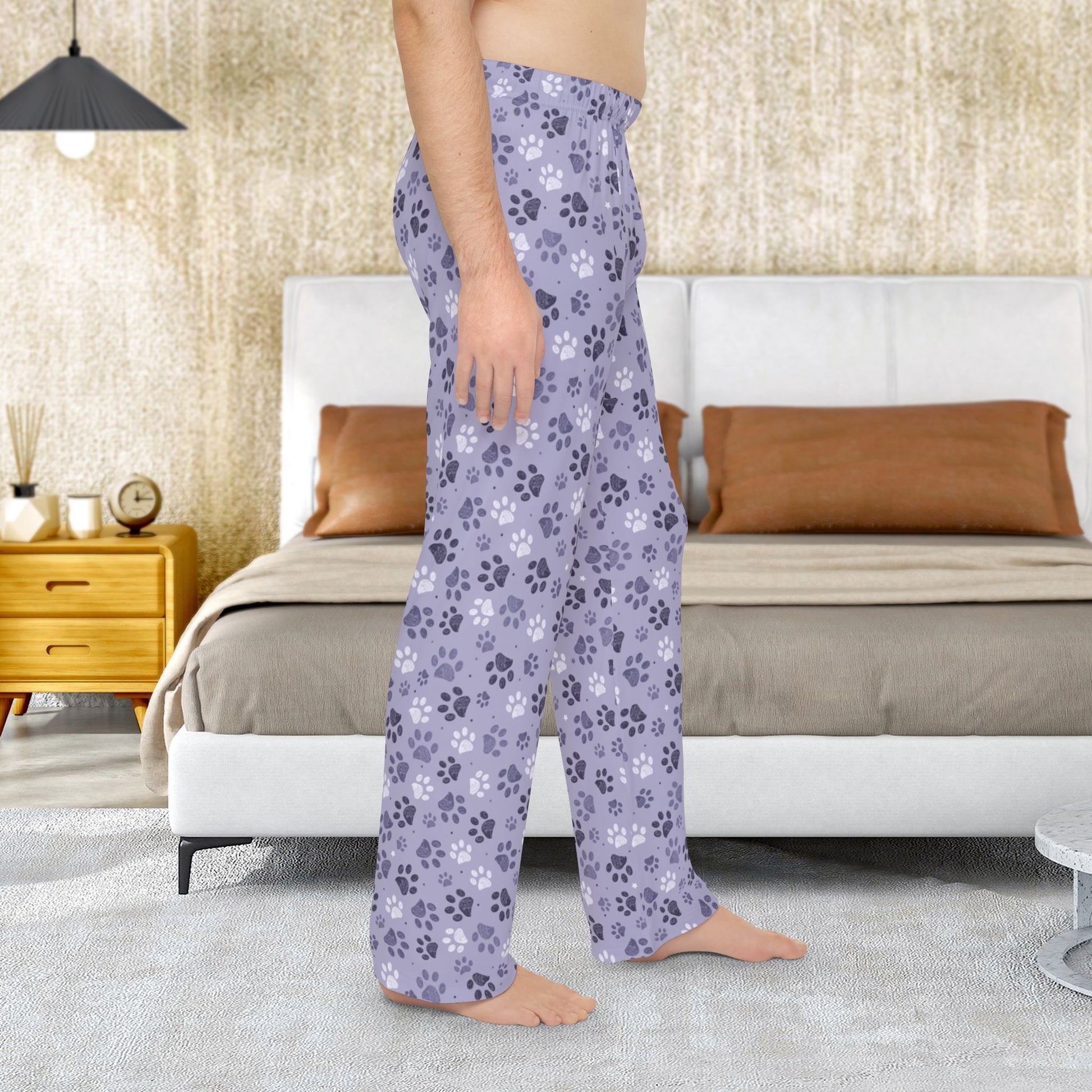 Men’s Lavender Paw Prints Pajama Pants
