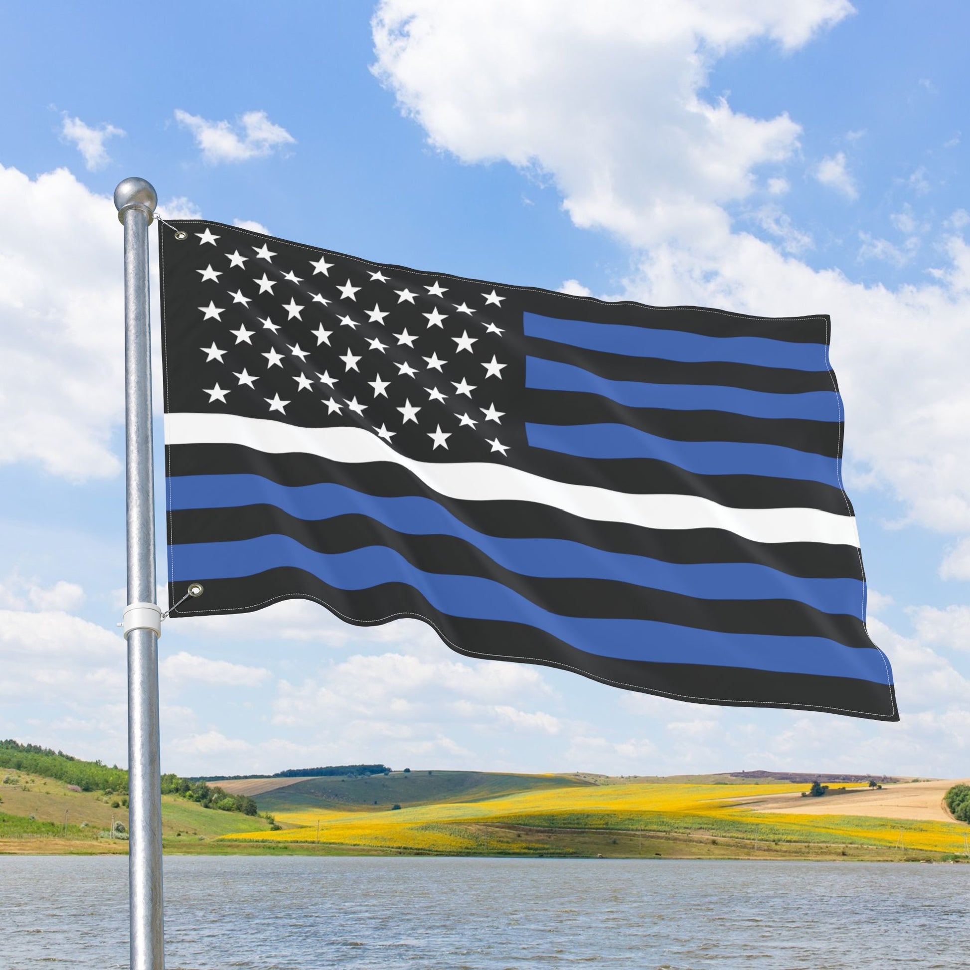 USA Thin White Line American Flag with Grommets