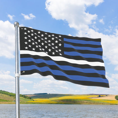 USA Thin White Line American Flag with Grommets