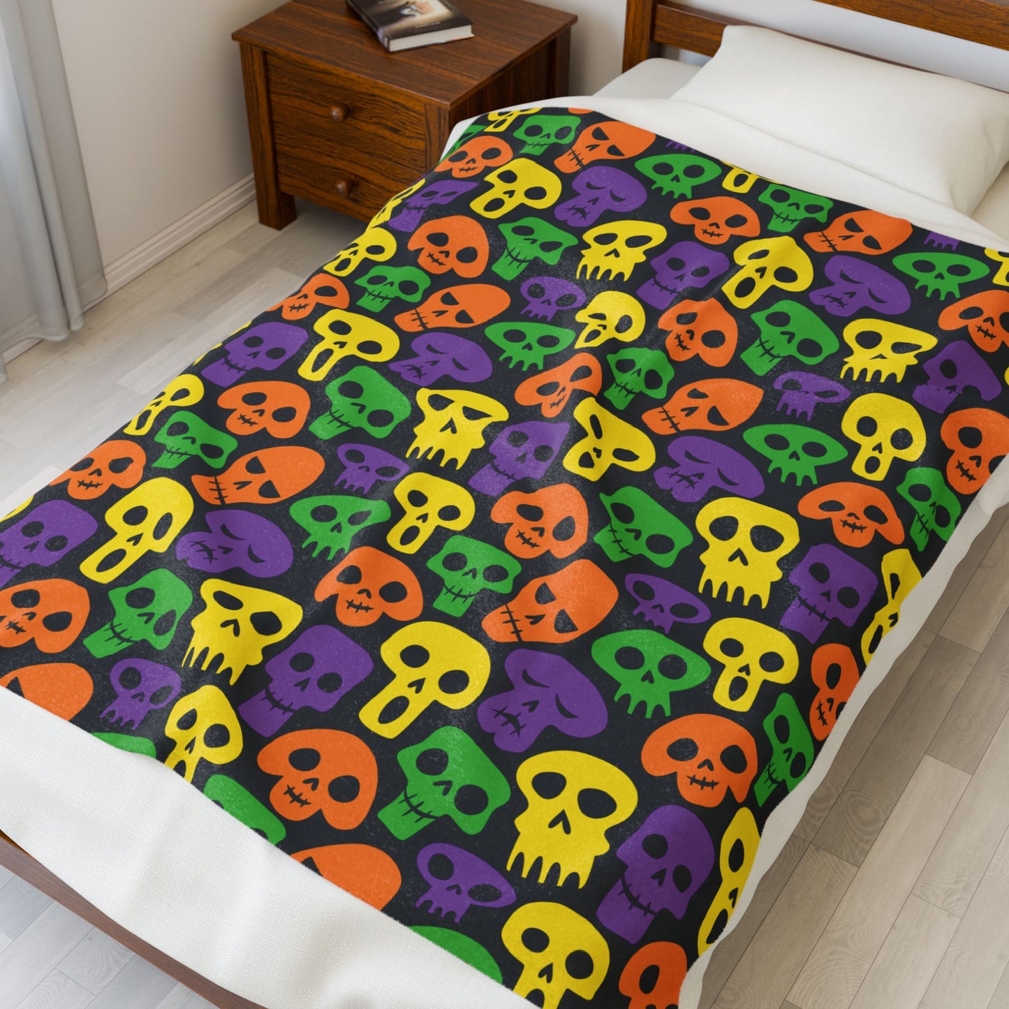 50" × 60" Halloween Skulls Velveteen Plush Blanket