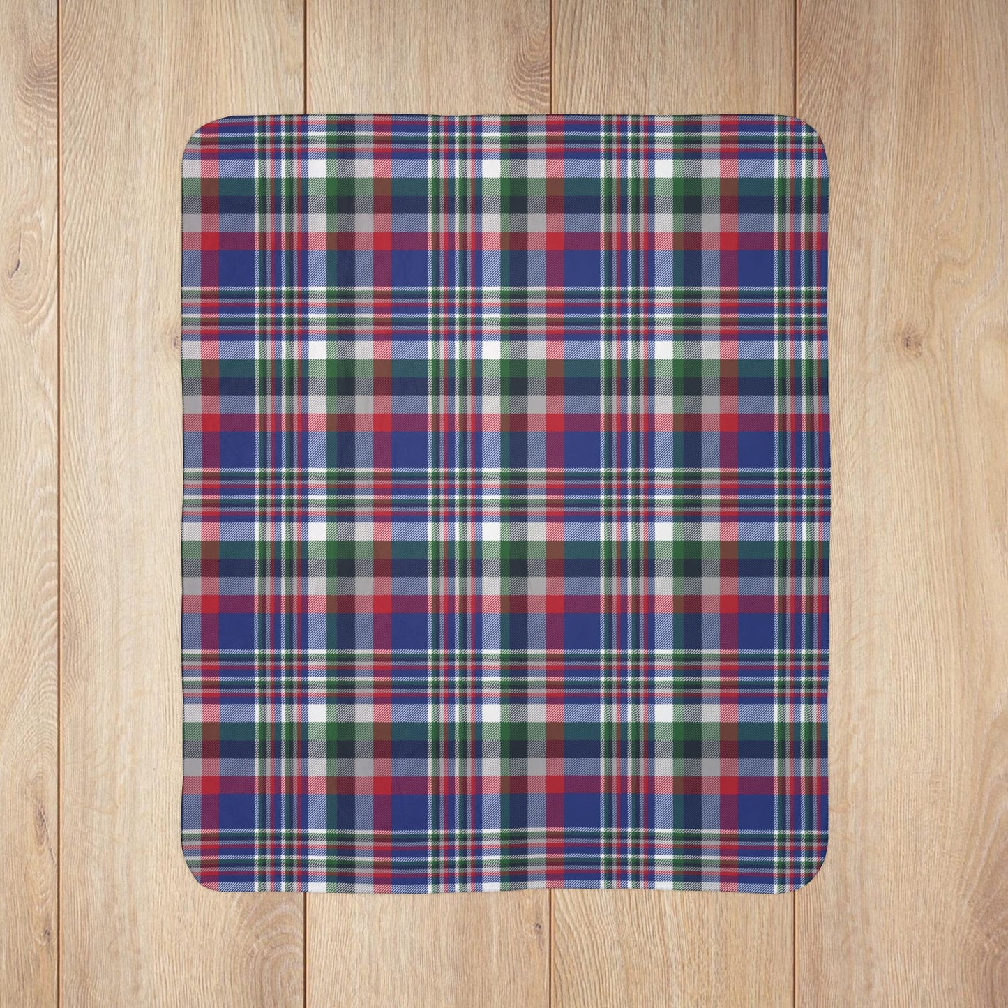 Christmas Blue & Red Buffalo NY Plaid Fleece Sherpa Blanket