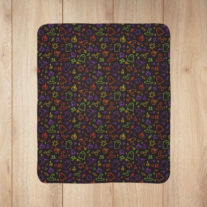 Halloween Fun Multiolor Pattern Fleece Sherpa Blanket