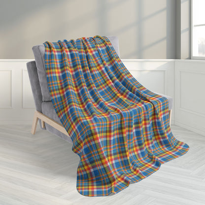 50" × 60" Brown, Red & Blue Ohio Plaid Fleece Sherpa Blanket