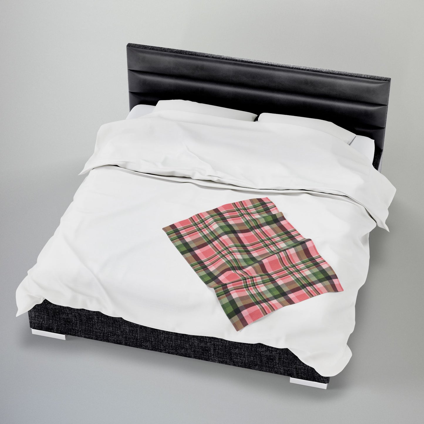 Christmas Pink & Green Plaid Velveteen Plush Blanket