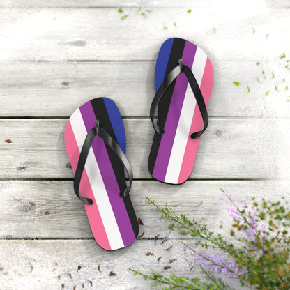 M Black sole Genderfluid Pride Flip Flops