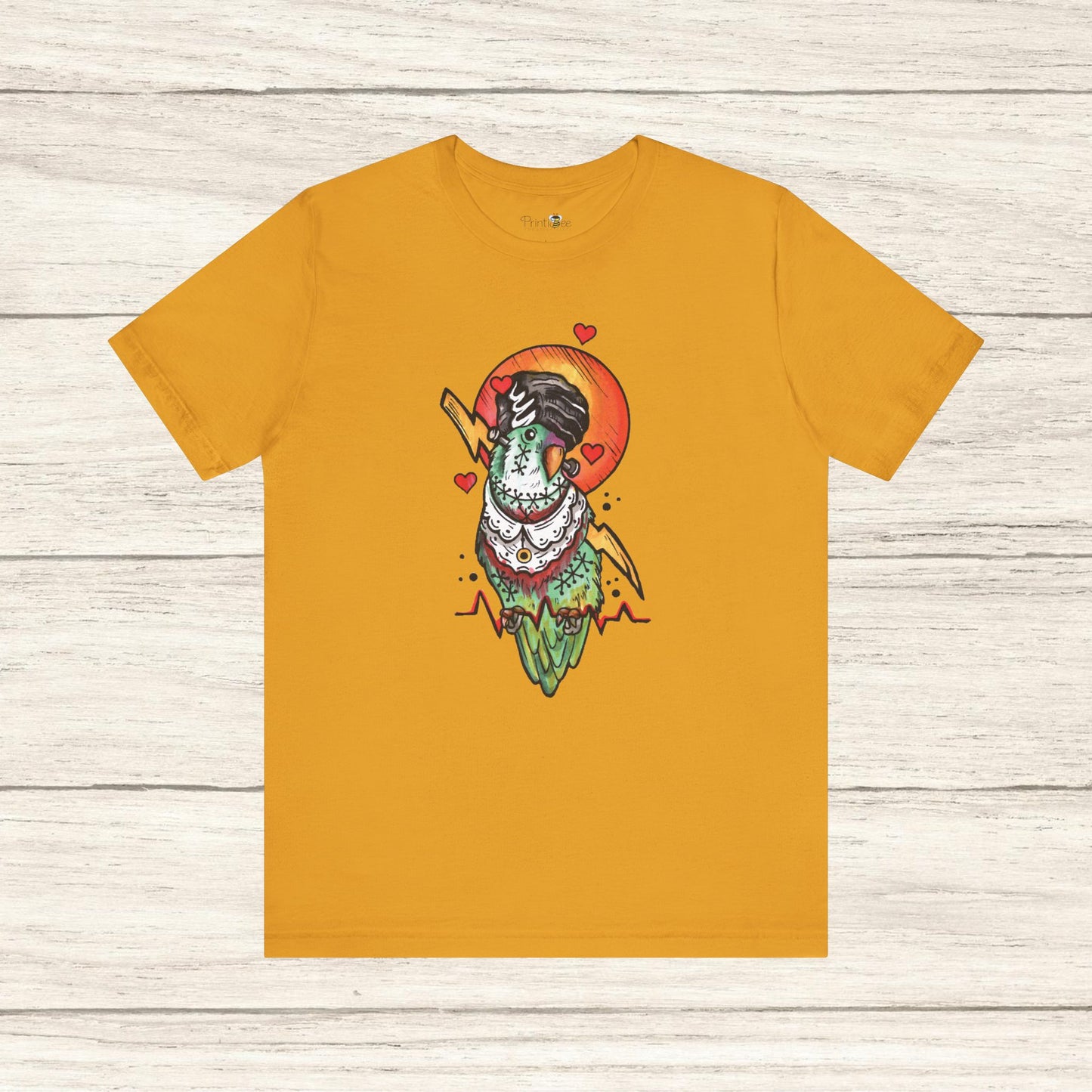 Bride of Frankenstein Lovebird, Hand-Drawn & Hand-Colored Tee