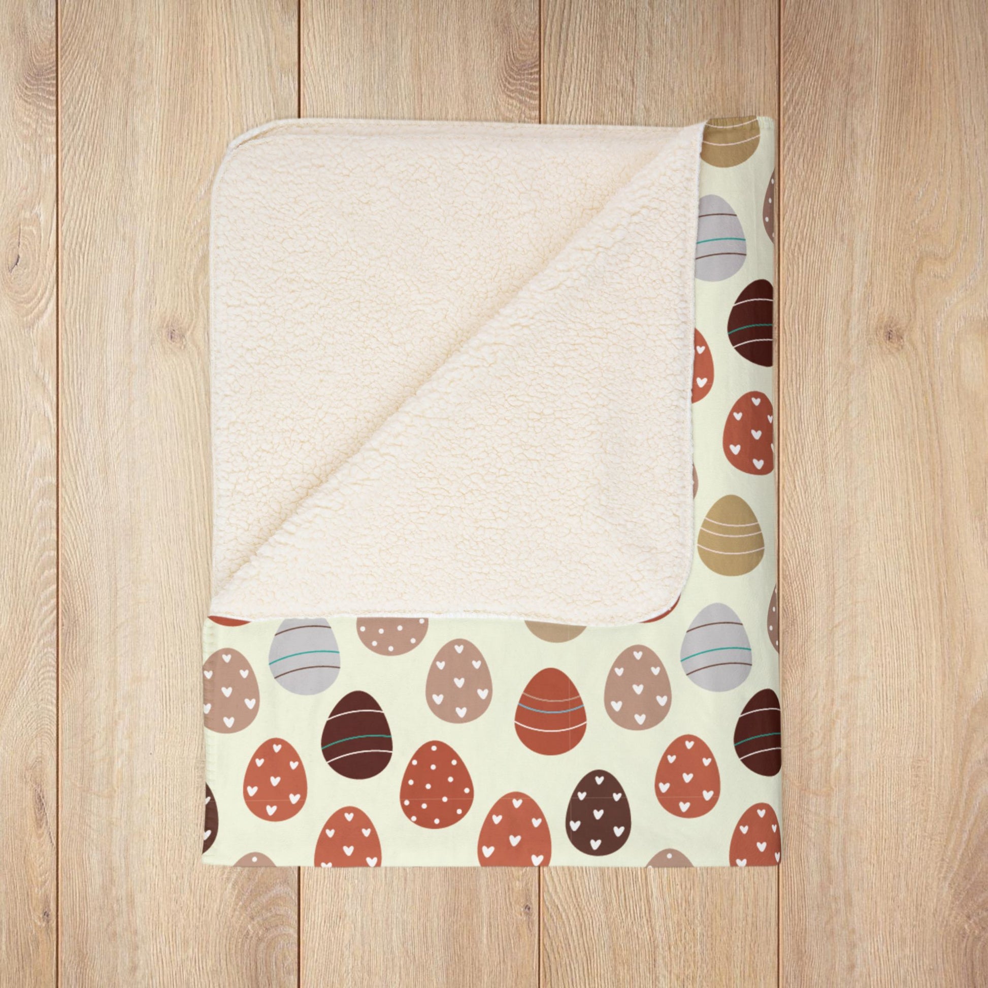Easter Eggs Cream Fleece Sherpa Blanket