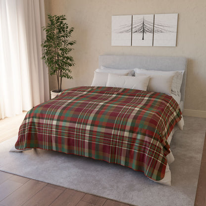 Christmas Rustic Plaid Fleece Sherpa Blanket