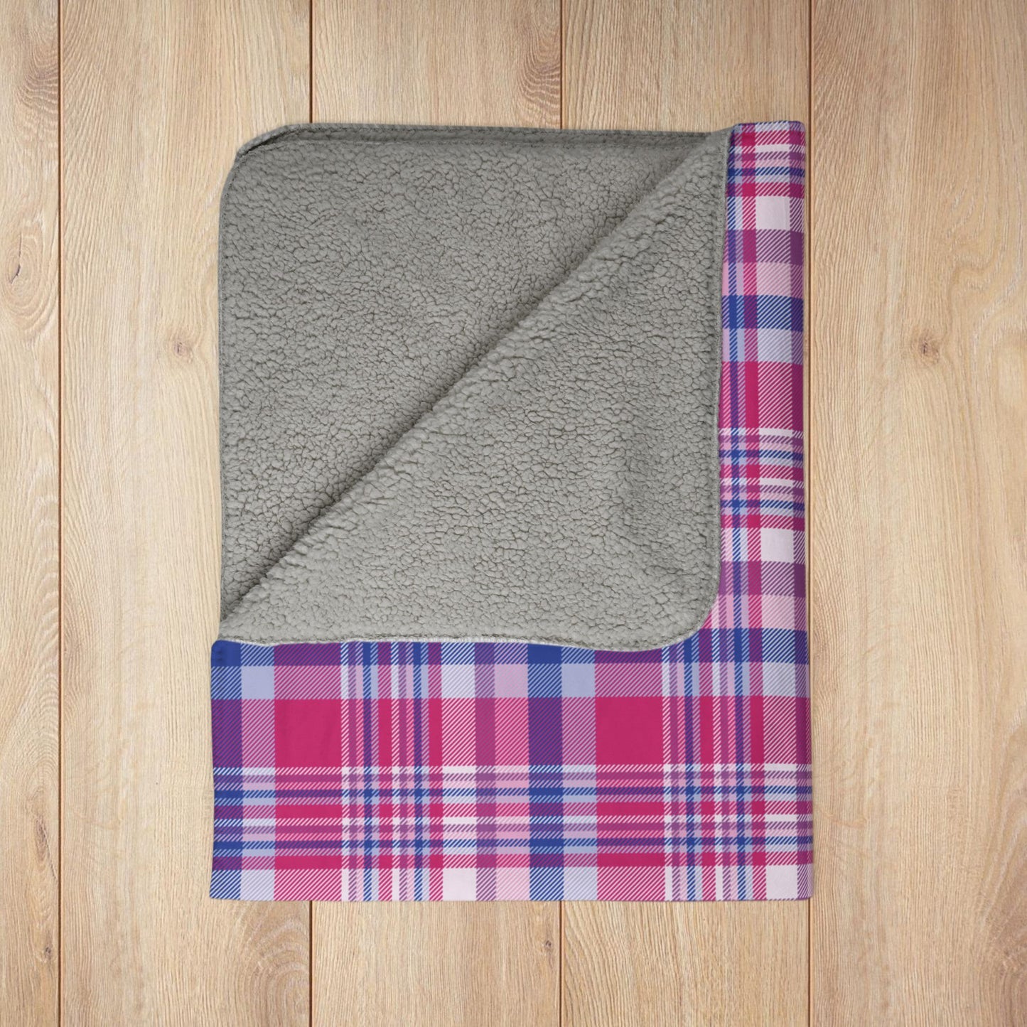 Bisexual Pride Plaid Fleece Sherpa Blanket