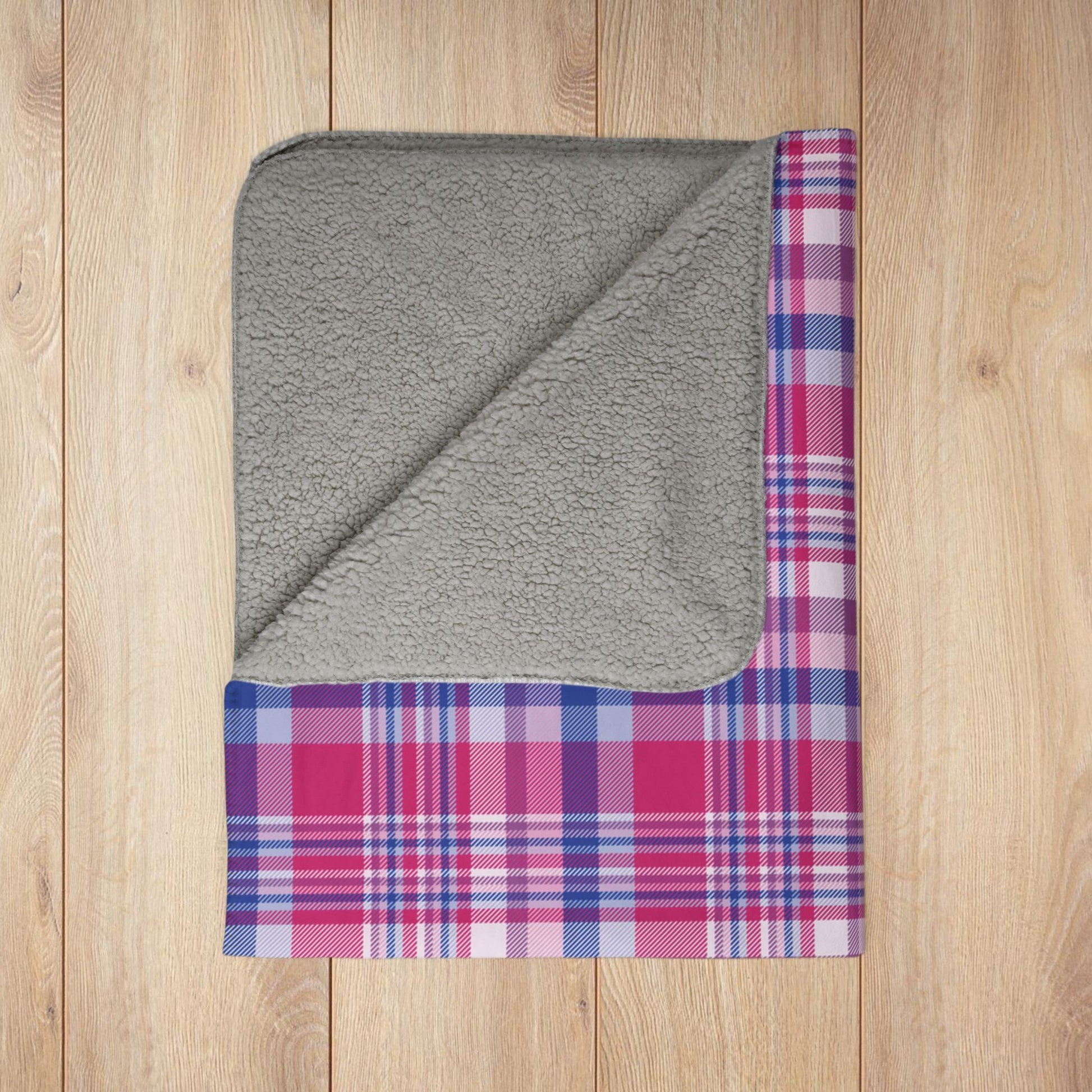Bisexual Pride Plaid Fleece Sherpa Blanket