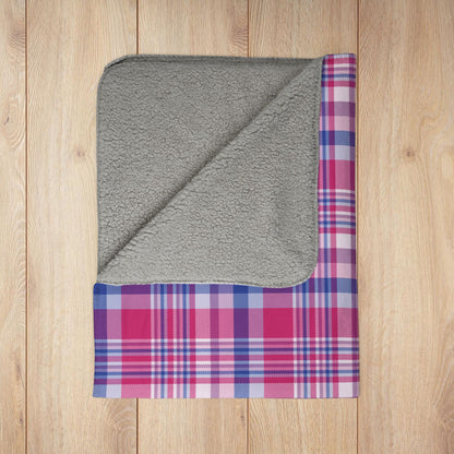 Bisexual Pride Plaid Fleece Sherpa Blanket