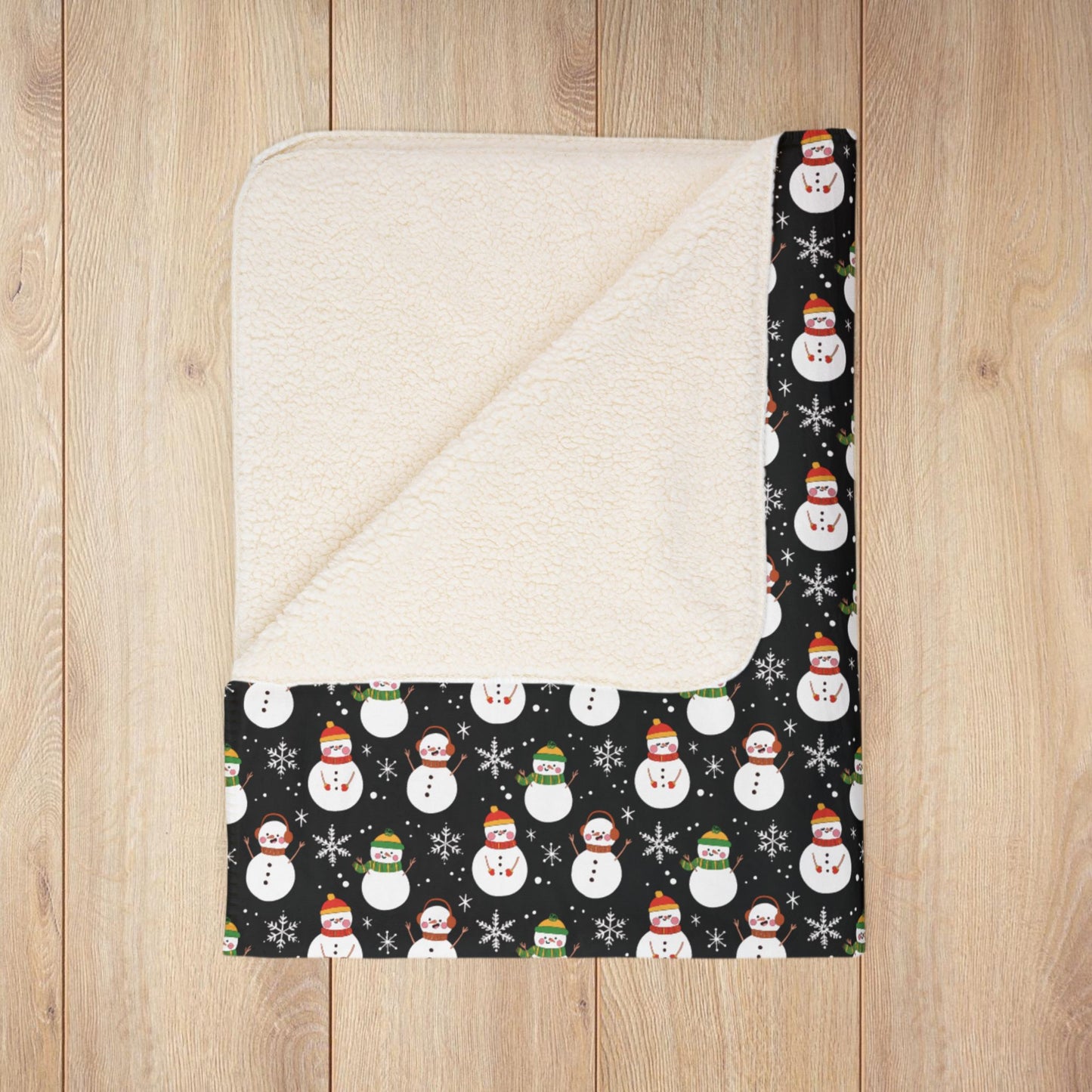 Kwanzaa Snowman Black Fleece Sherpa Blanket