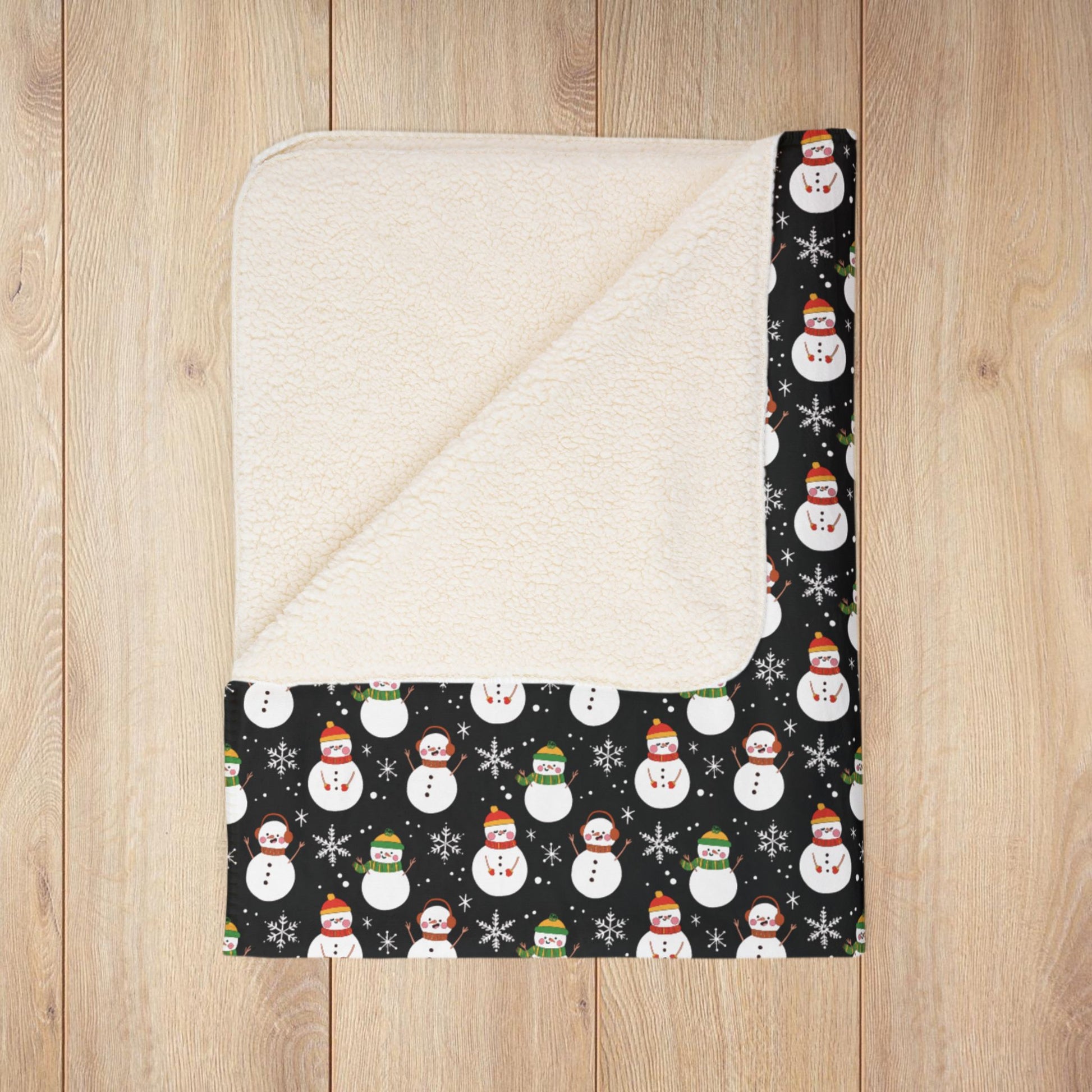Kwanzaa Snowman Black Fleece Sherpa Blanket