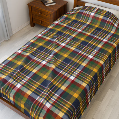 Christmas Blue & Yellow Plaid Milwaukee WI Plaid Velveteen Plush Blanket