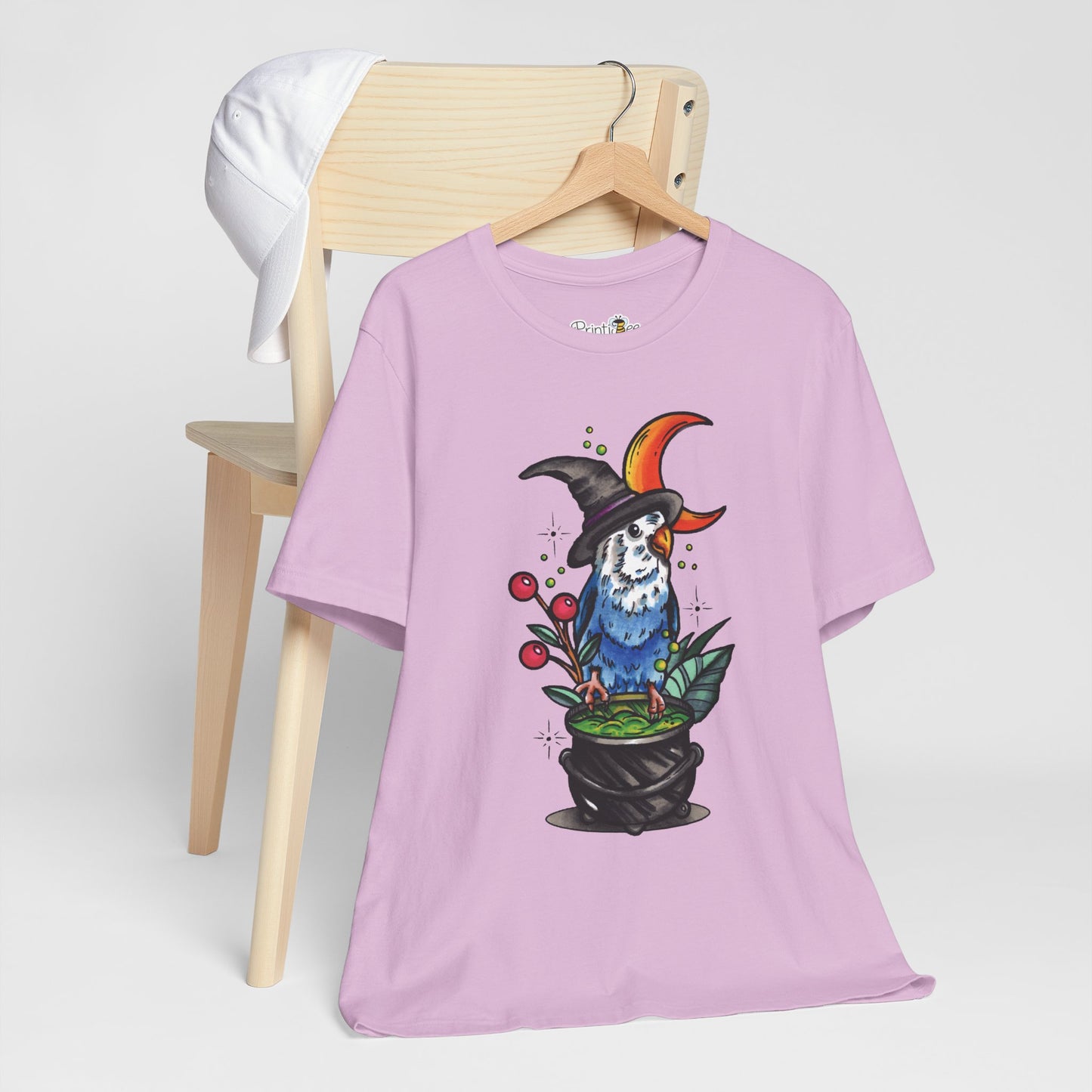 Lovebird Witch, Hand-Drawn & Hand-Colored Tee