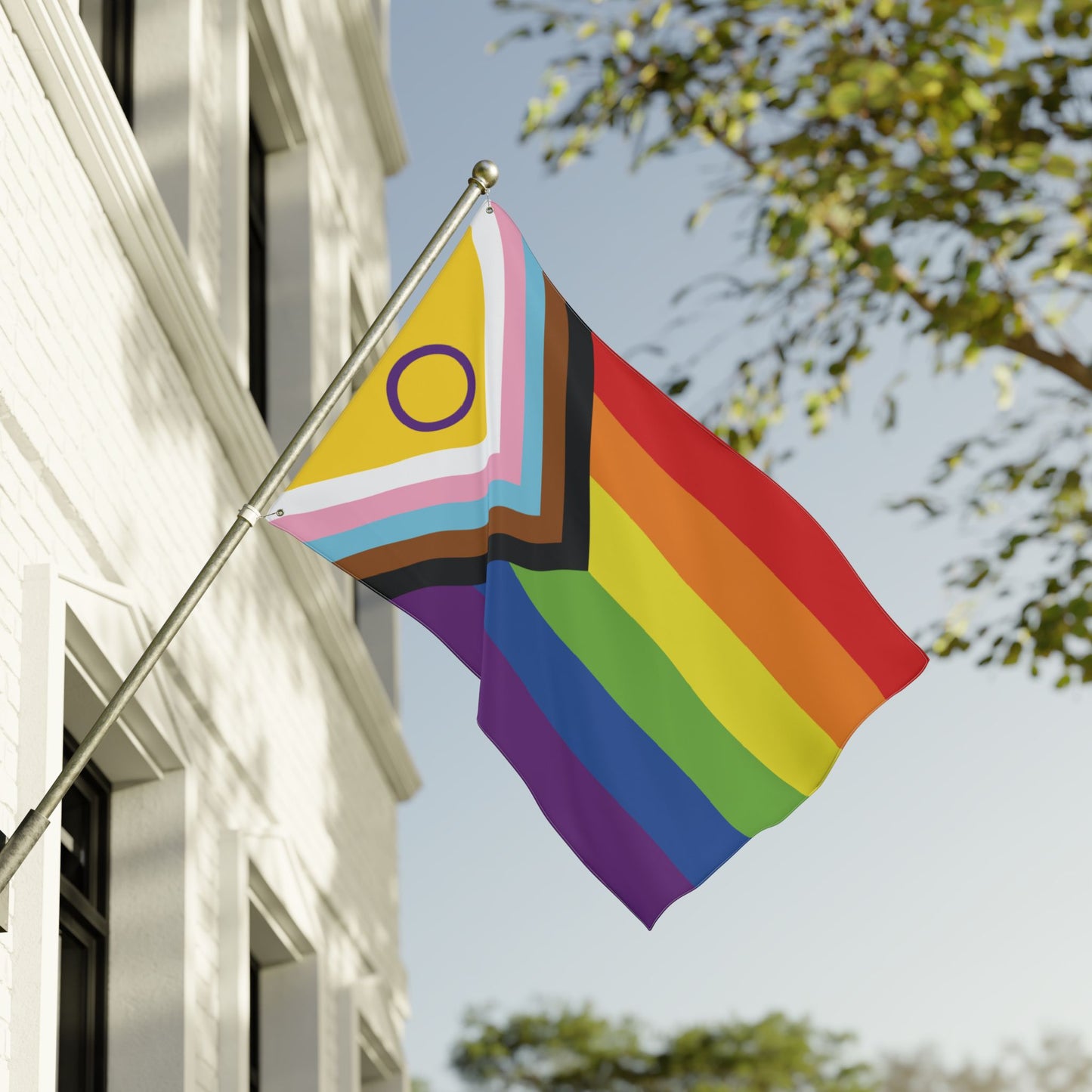 36'' × 60'' Intersex-Inclusive Rainbow Progress Pride Flag with Grommets