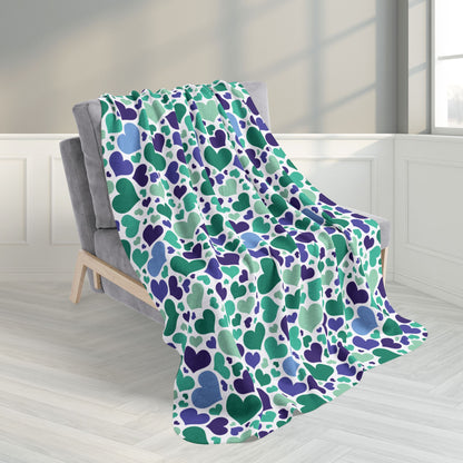 50" × 60" Gay Men Pride Valentine’s Day Hearts Fleece Sherpa Blanket