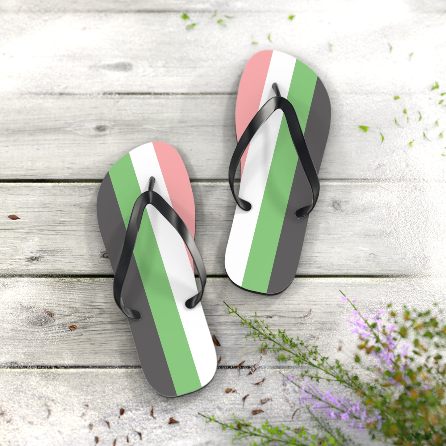 L Black sole Idemromantic Pride Flip Flops