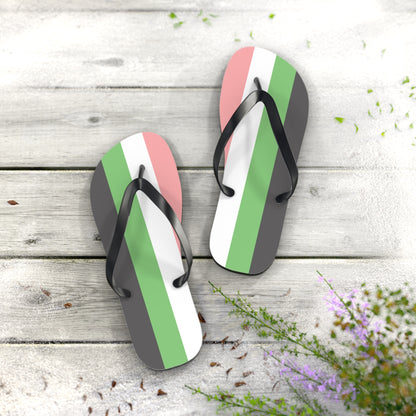 L Black sole Idemromantic Pride Flip Flops