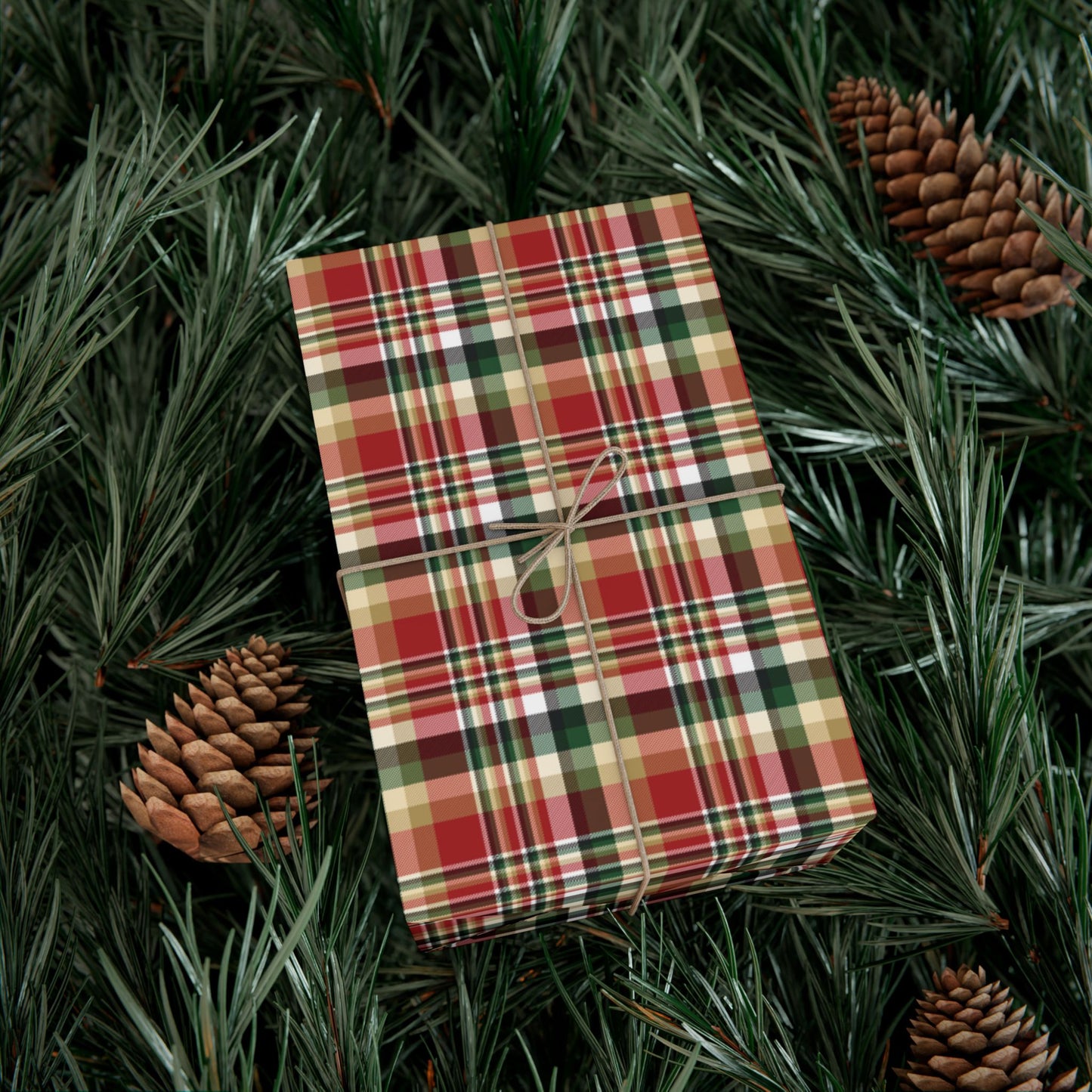 Christmas Red & Gold San Francisco CA Plaid Gift Wrapping Paper Roll