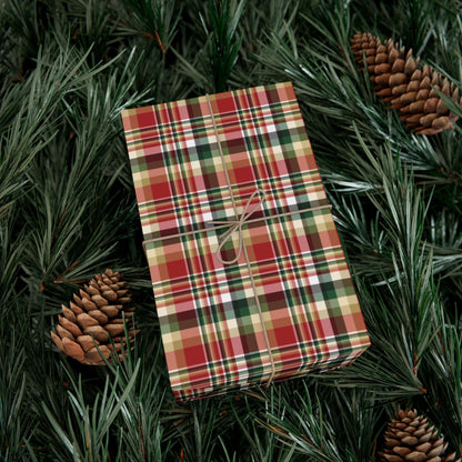 Christmas Red & Gold San Francisco CA Plaid Gift Wrapping Paper Roll