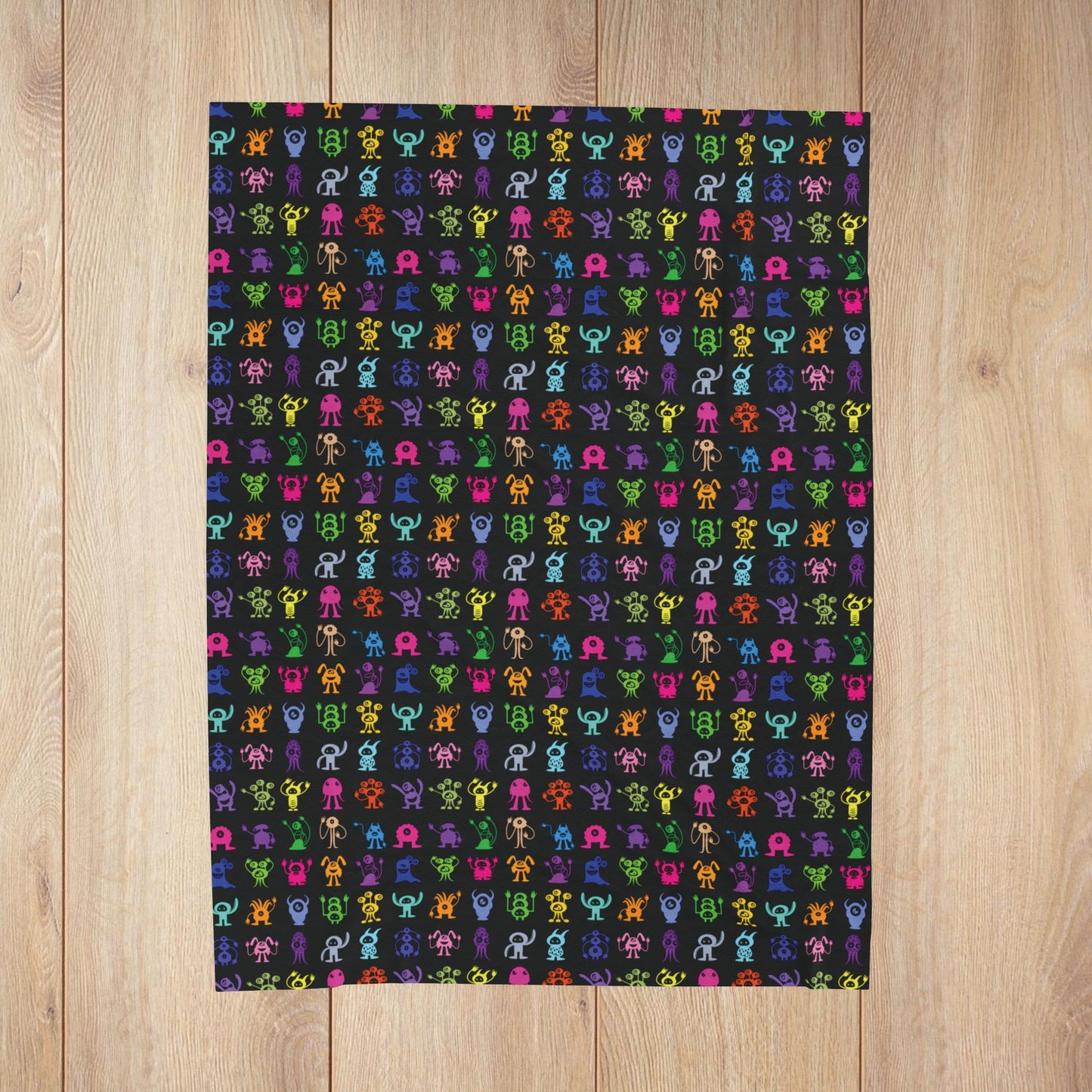 Halloween Multicolored Monsters Fleece Sherpa Blanket