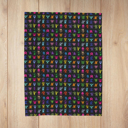 Halloween Multicolored Monsters Fleece Sherpa Blanket