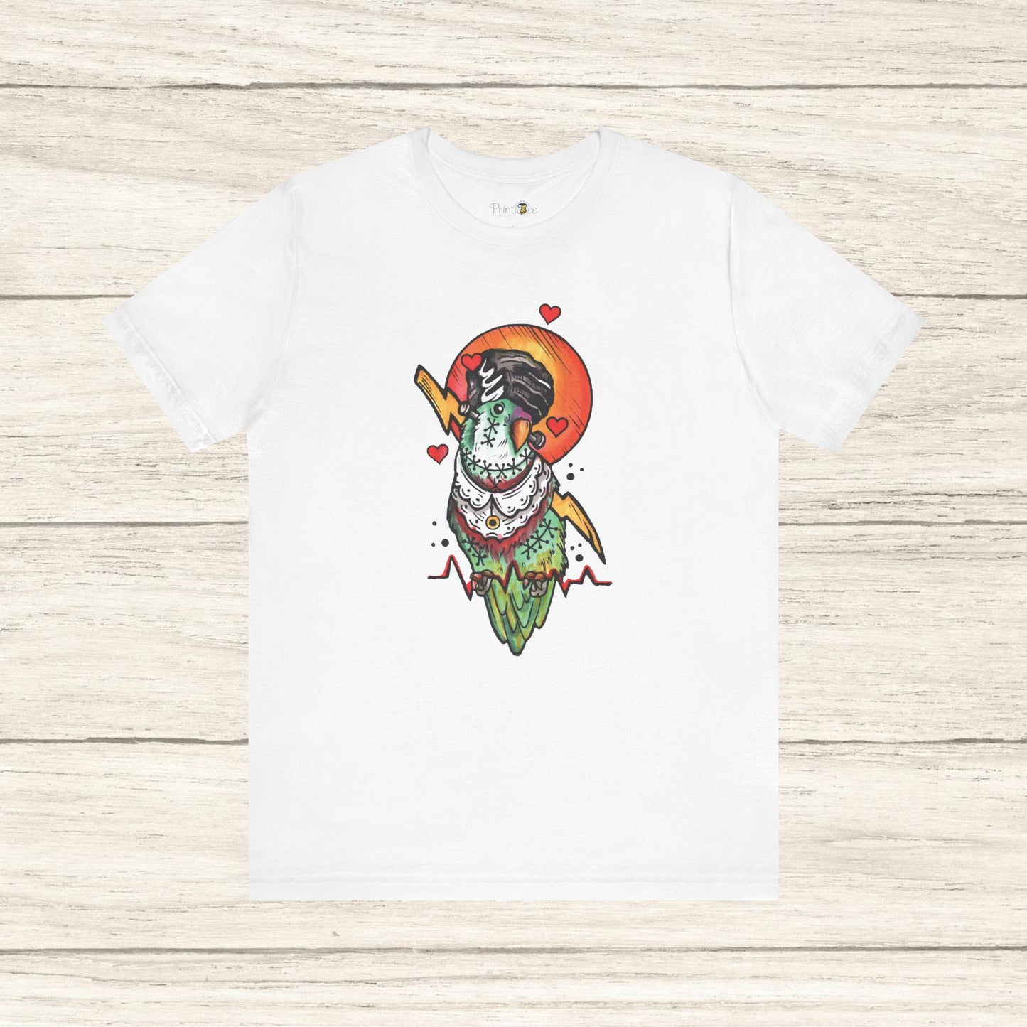 Bride of Frankenstein Lovebird, Hand-Drawn & Hand-Colored Tee