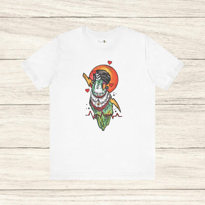 Bride of Frankenstein Lovebird, Hand-Drawn & Hand-Colored Tee