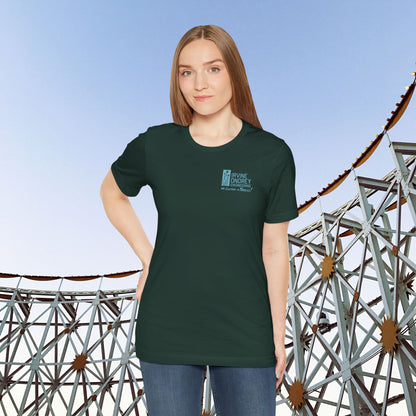 I Just Wanna Ride Dark Rides & Roller Coasters Tee (BACK graphic) • Irvine Ondrey Engineering
