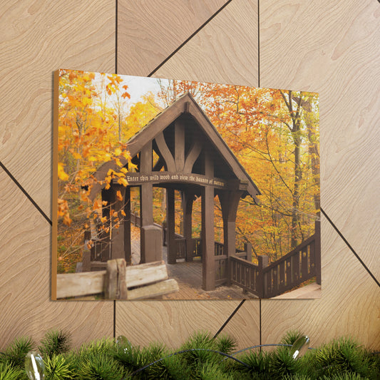 7 Bridges Trail’s Covered Bridge at Grant Park in South Milwaukee Wisconsin, Photography Canvas Wrap Wall Art