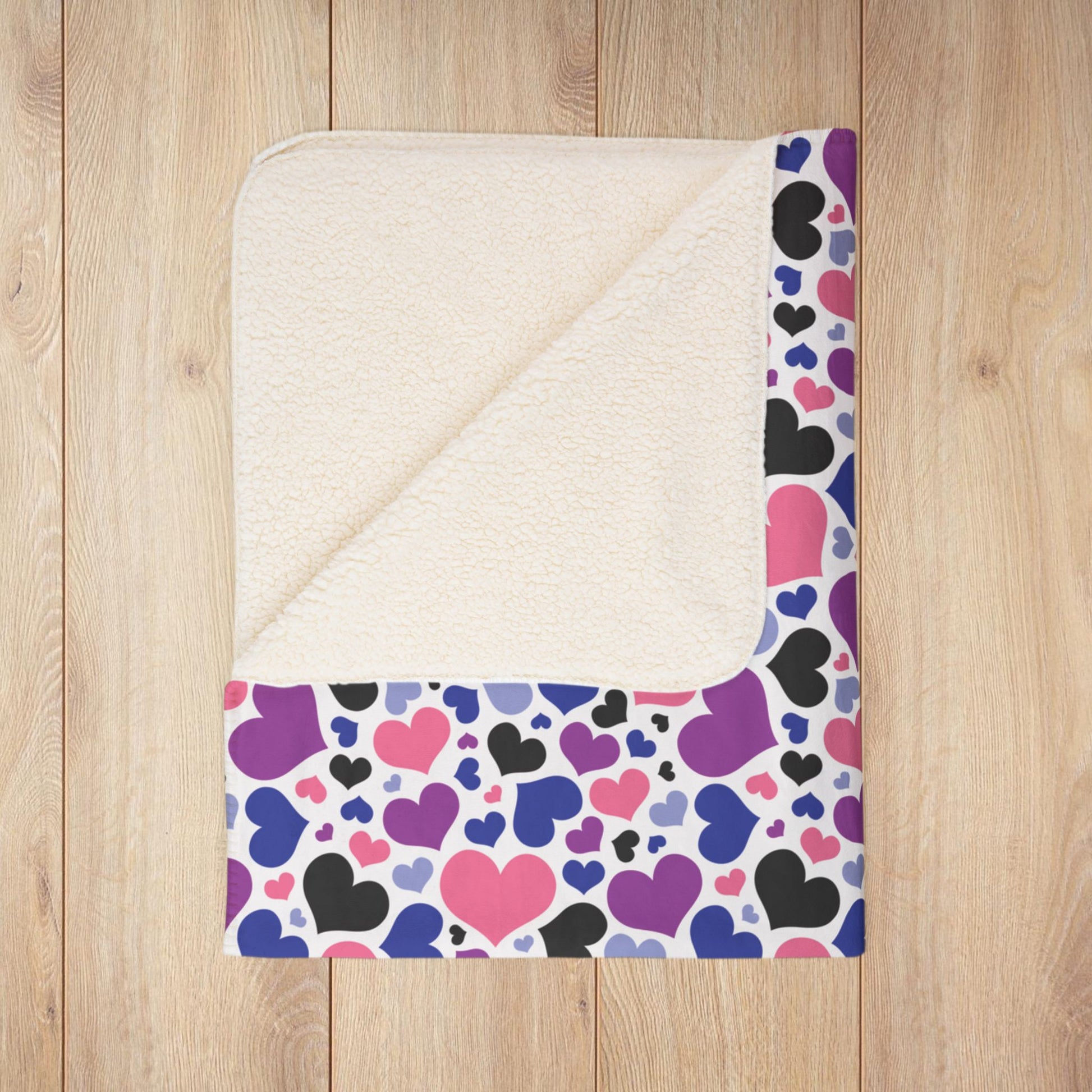 Genderfluid Pride Valentine’s Day Hearts Light Grey Fleece Sherpa Blanket