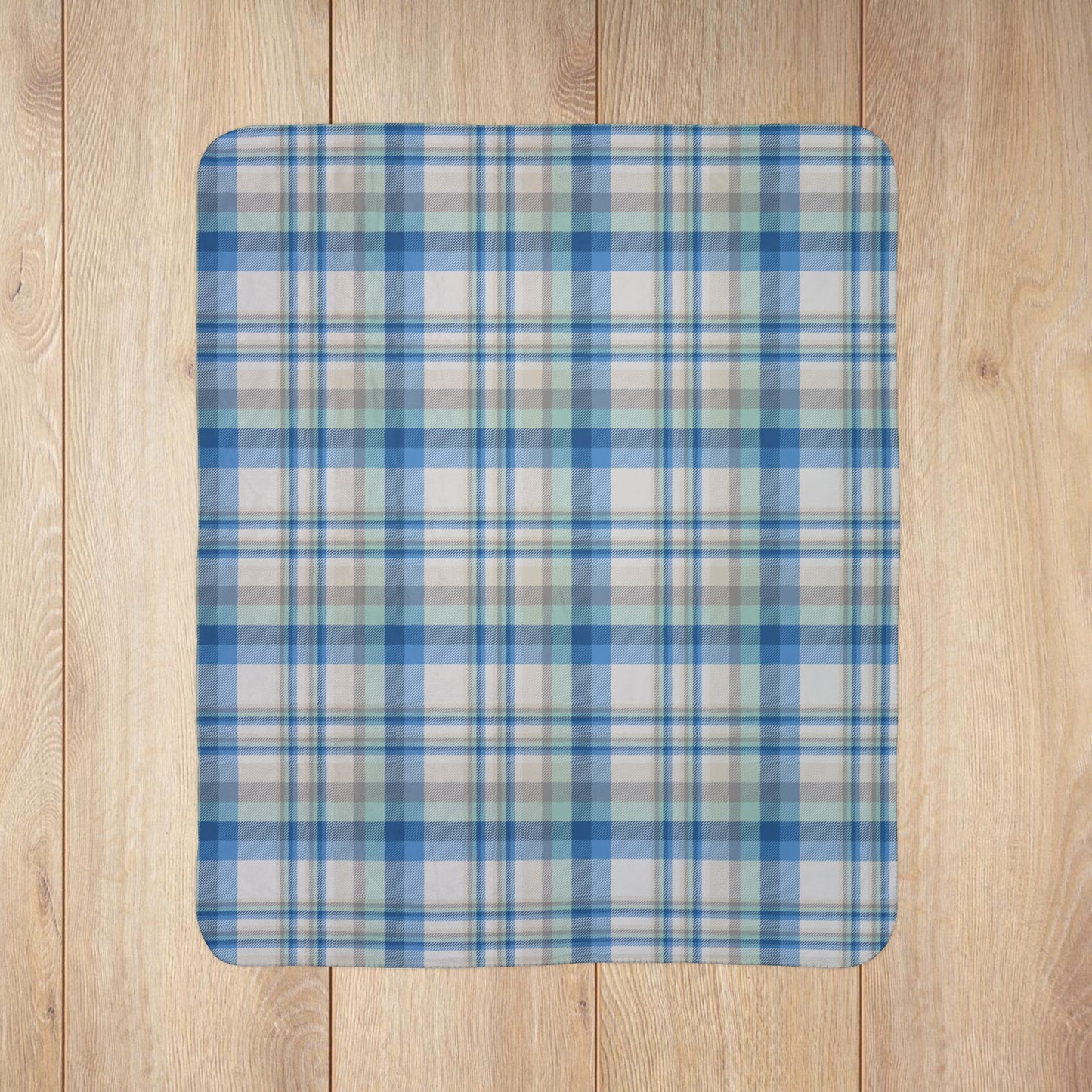 Winter Green & Blue Plaid Fleece Sherpa Blanket