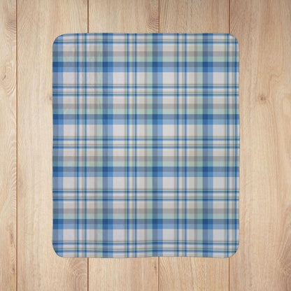 Winter Green & Blue Plaid Fleece Sherpa Blanket