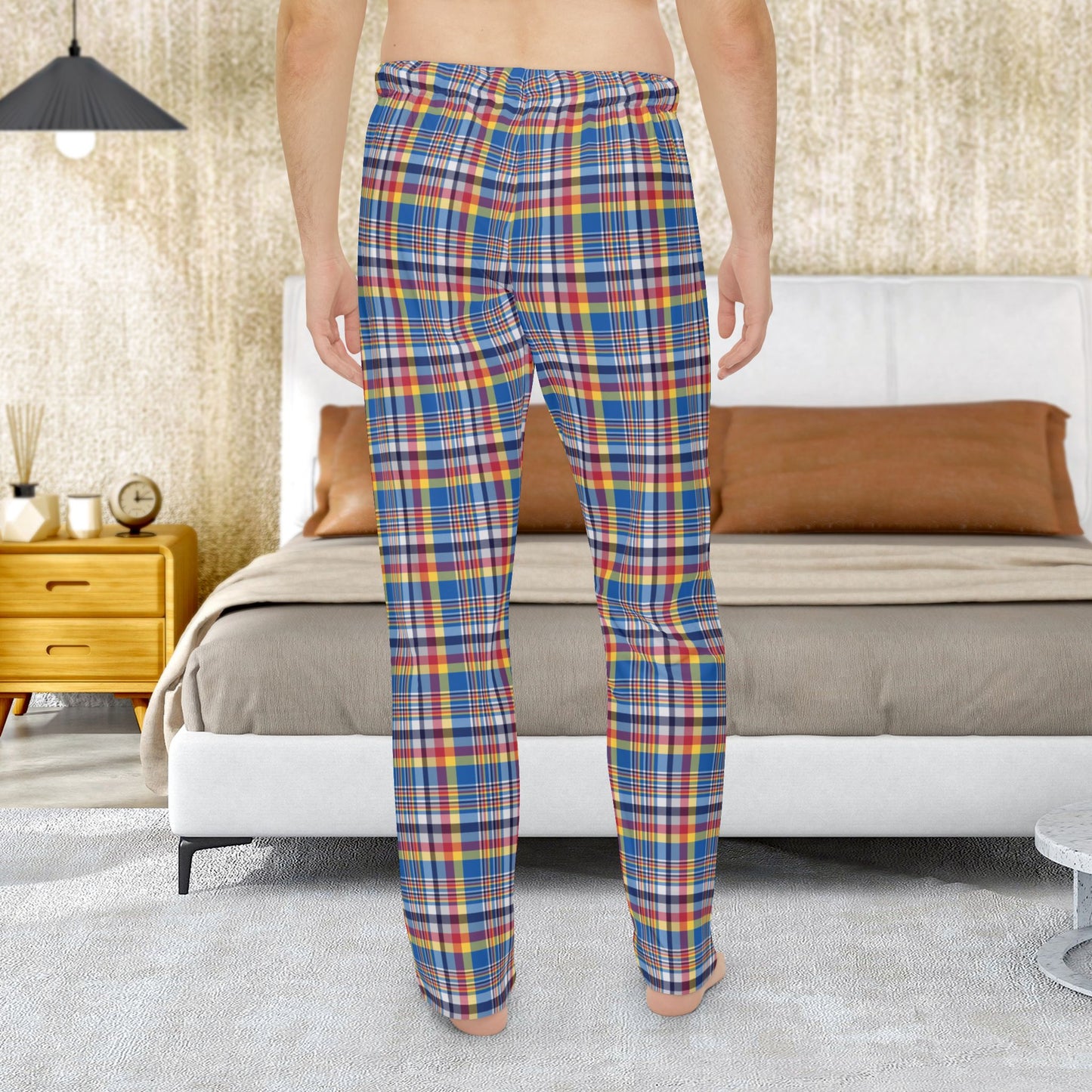Men’s Blue, Red & Yellow Ohio Plaid Pajama Pants