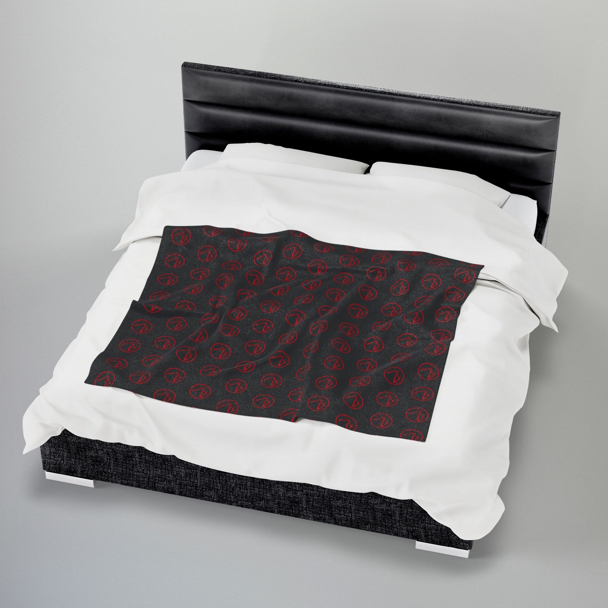 Rambler Red Logo Black Velveteen Plush Blanket