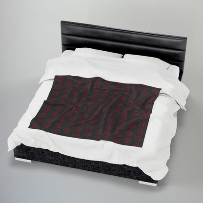 Rambler Red Logo Black Velveteen Plush Blanket