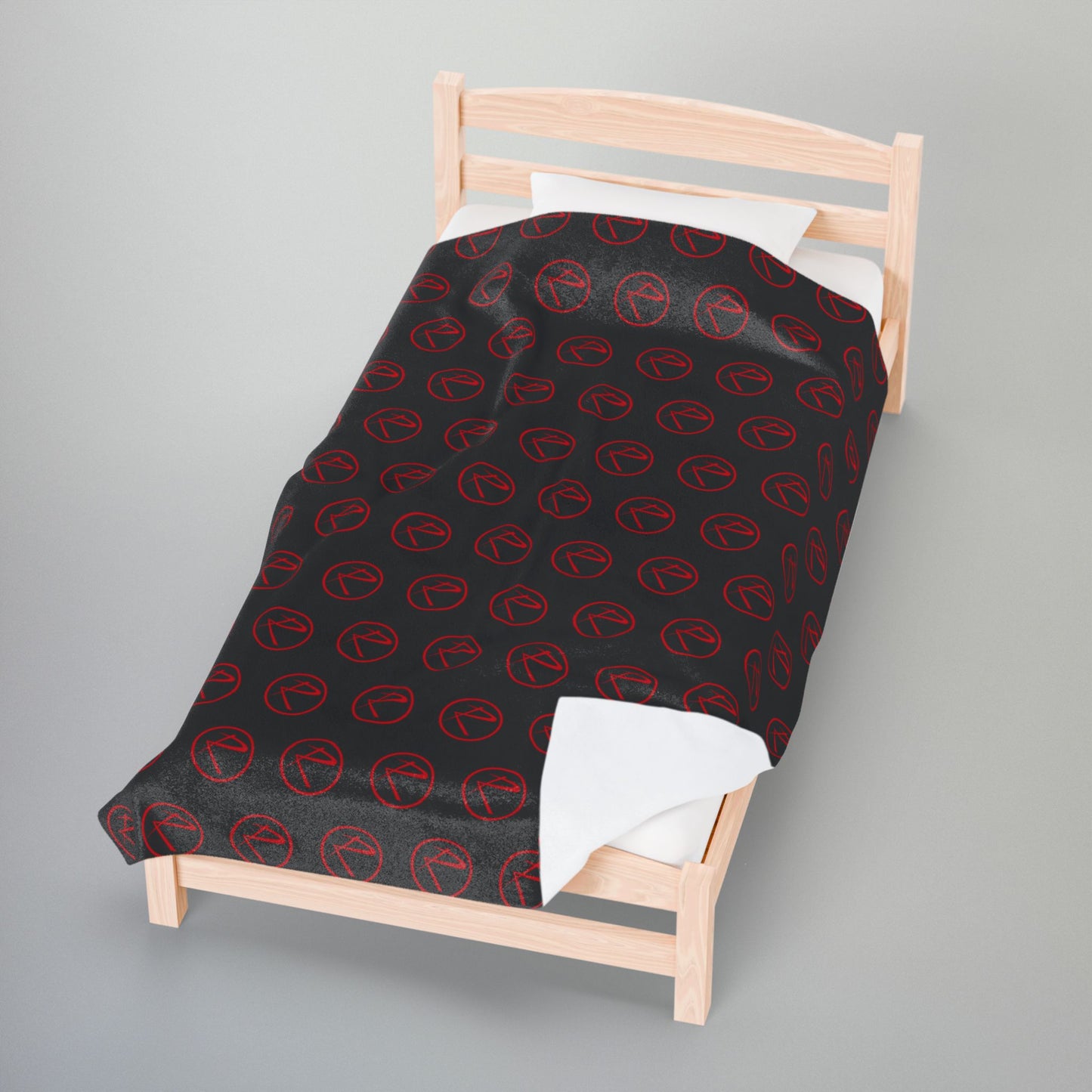Rambler Red Logo Black Velveteen Plush Blanket