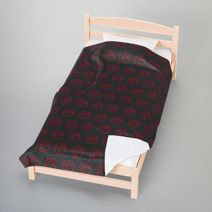 Rambler Red Logo Black Velveteen Plush Blanket