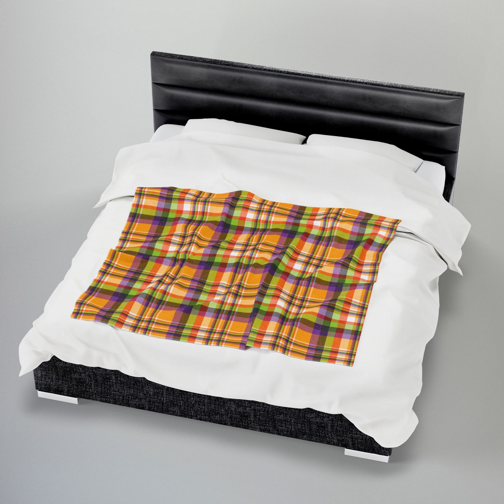 Halloween Colors Plaid Velveteen Plush Blanket