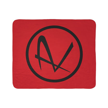 Rambler Black Logo Red Fleece Sherpa Blanket