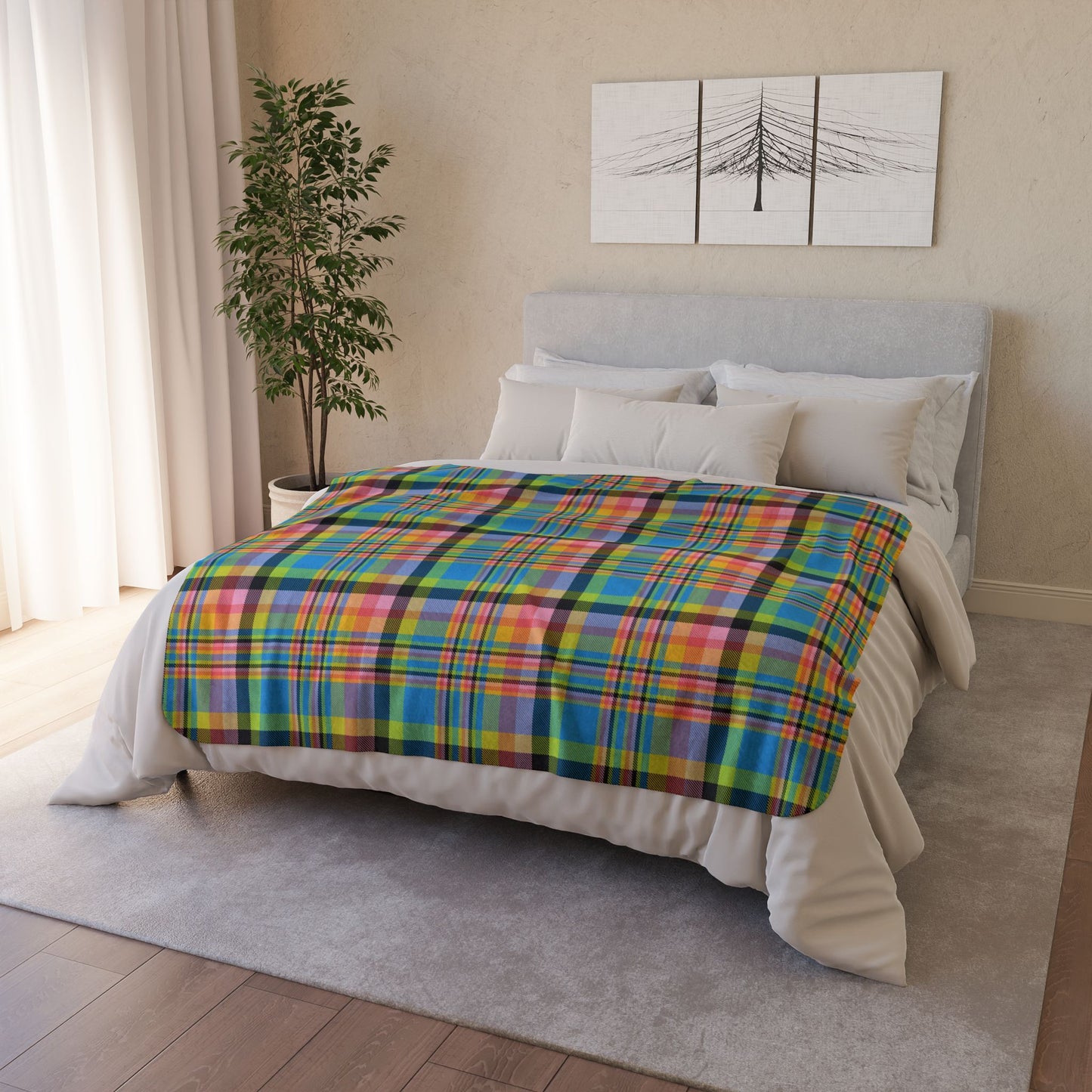 Queer Pride Plaid Fleece Sherpa Blanket