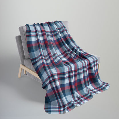 Nautical Blue Plaid Fleece Sherpa Blanket