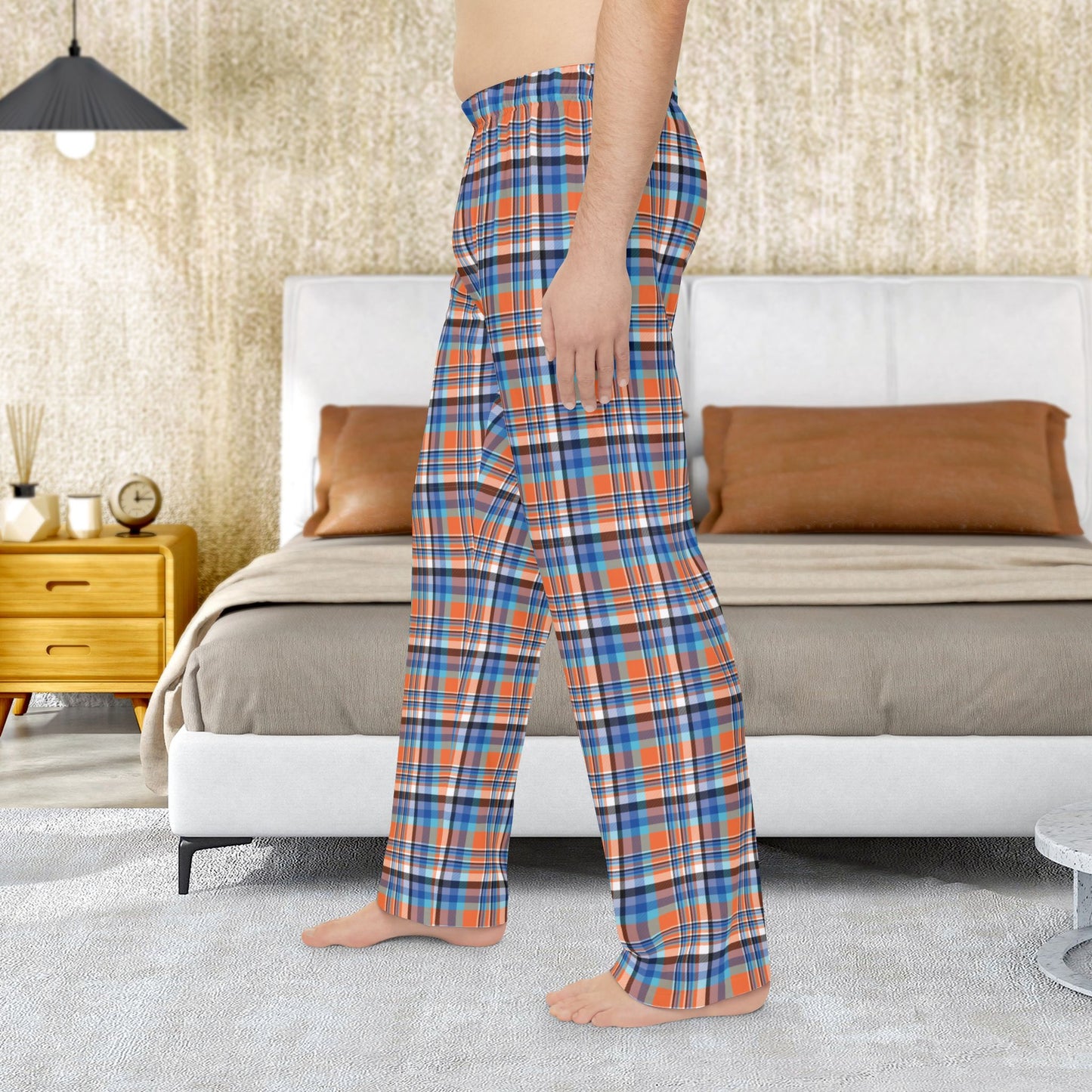 Men’s Orange & Blue Sandusky OH Plaid Pajama Pants