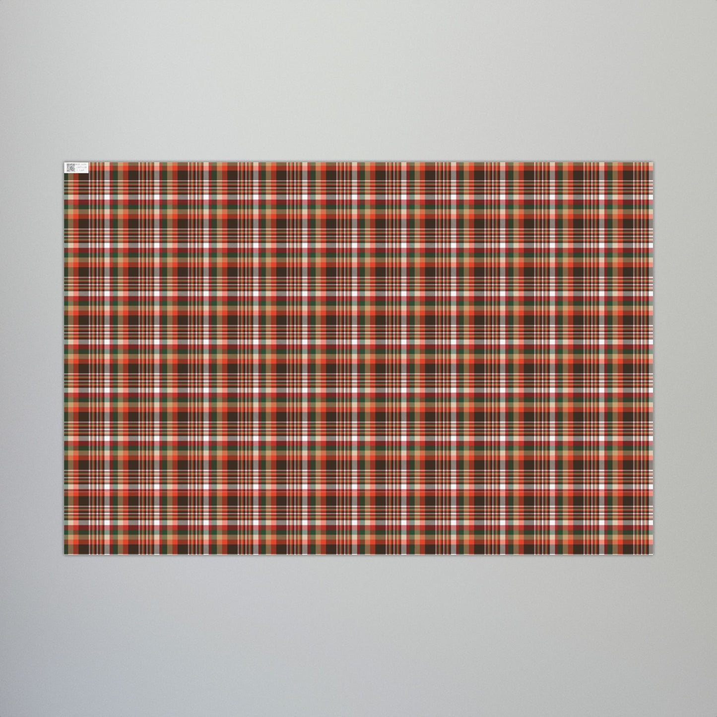 Christmas Brown & Orange Cleveland OH Plaid Gift Wrapping Paper Roll