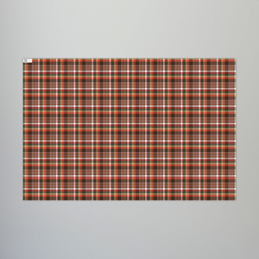 Christmas Brown & Orange Cleveland OH Plaid Gift Wrapping Paper Roll