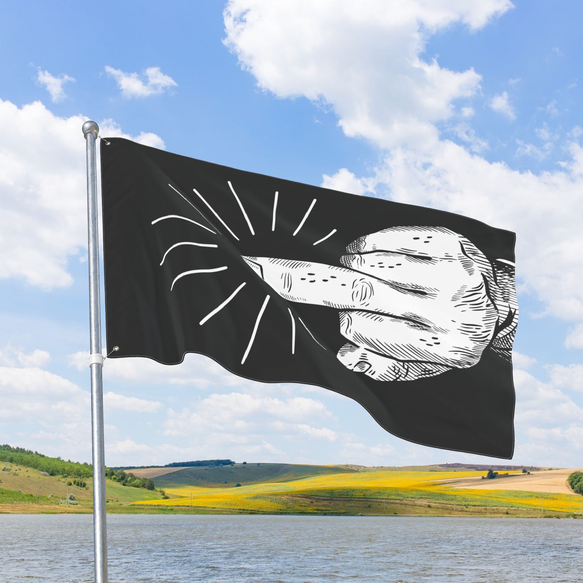 Middle Finger Flip-Off Flag, with Left or Right Side Grommets