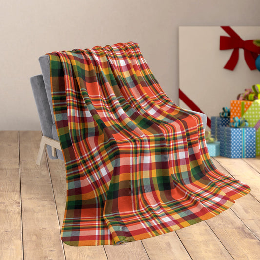 60" × 80" Christmas Orange & Black Cincinnati OH Plaid Fleece Sherpa Blanket