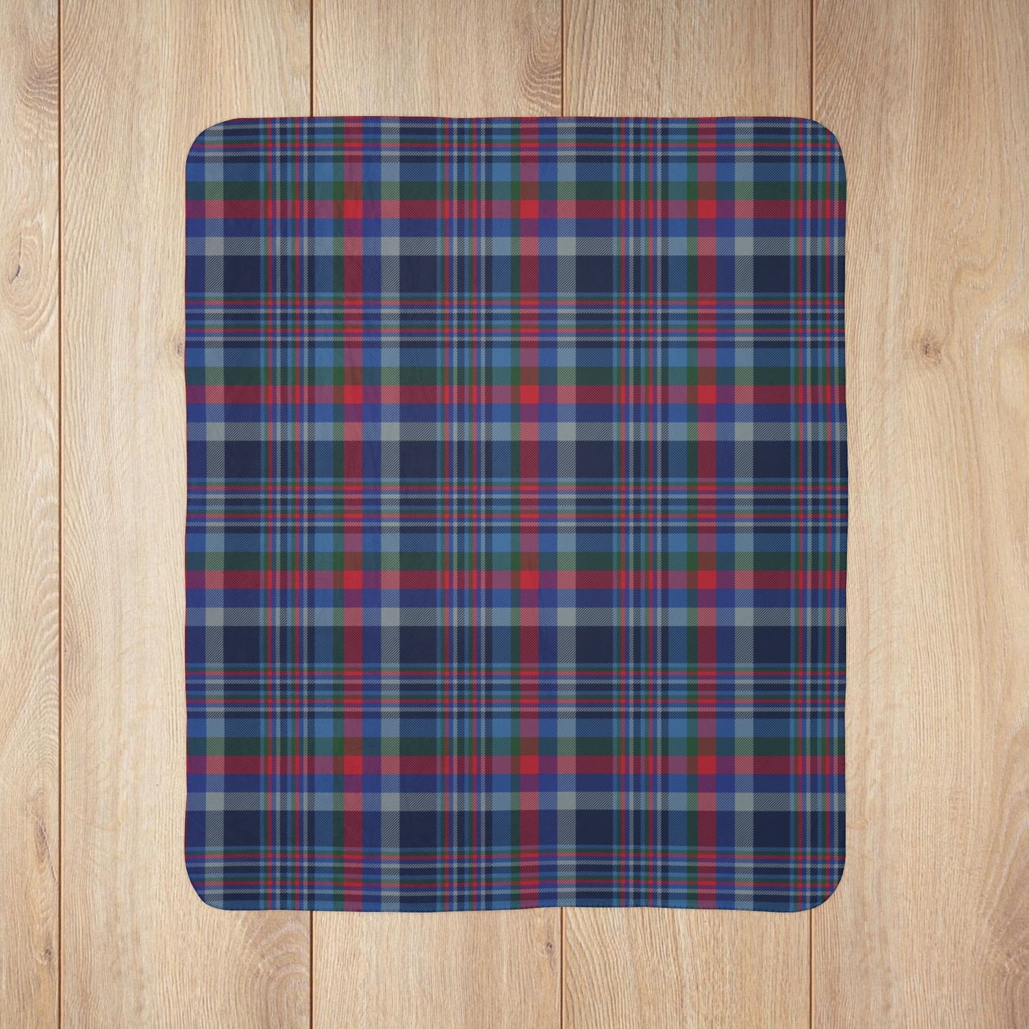 Christmas Navy & Silver Dallas TX Plaid Fleece Sherpa Blanket